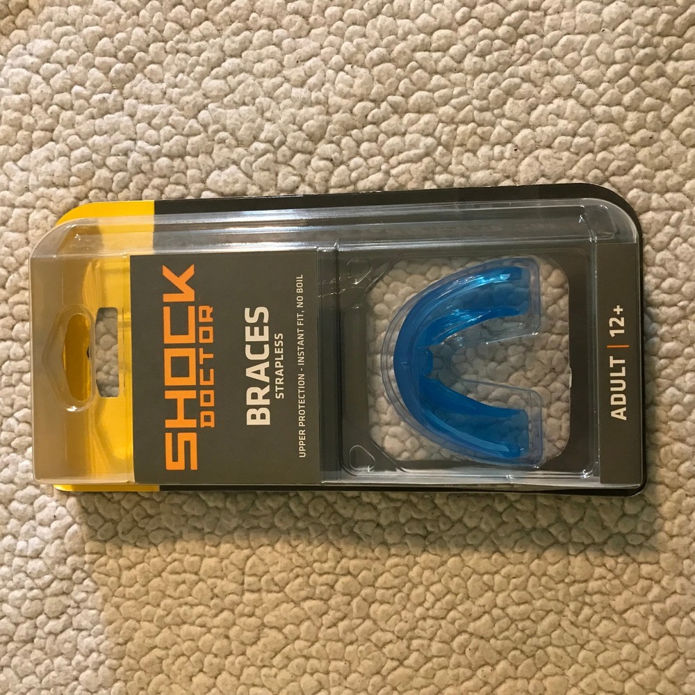 Shock Doctor Braces Strapless Mouthguard Blue Adult 12+ No Boil BC-4100